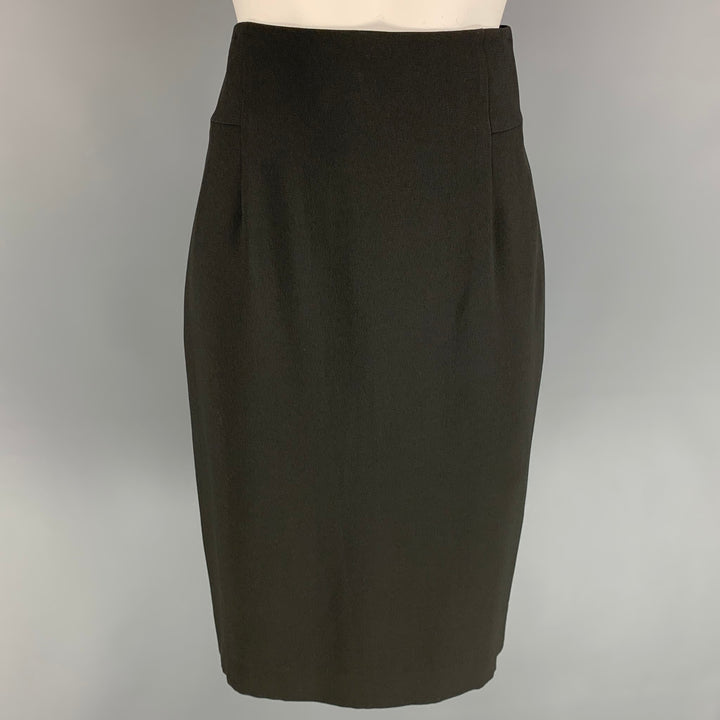 AKRIS Size 6 Charcoal Acetate / Viscose Pencil Mid-Calf Skirt
