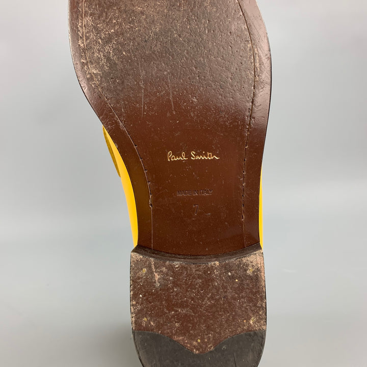 PAUL SMITH Size 8 Yellow Leather Slip On Tassel Loafers
