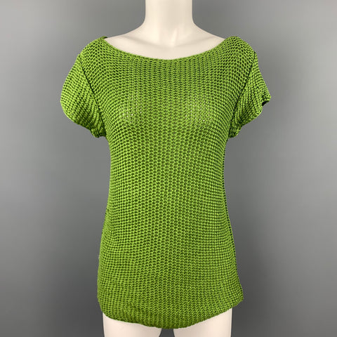 TORY BURCH Taille S Pull à manches courtes en coton tricoté vert