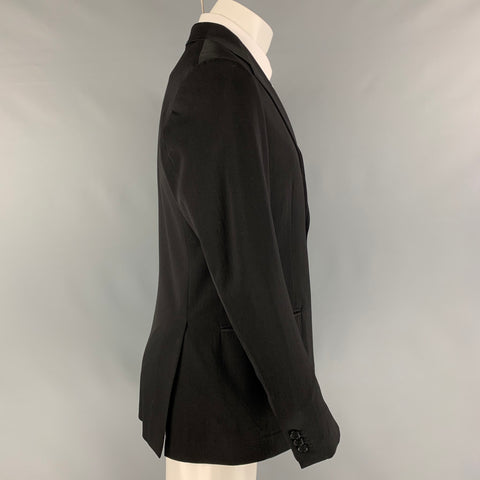 FENDI Size 40 Regular Black Wool Notch Lapel Sport Coat