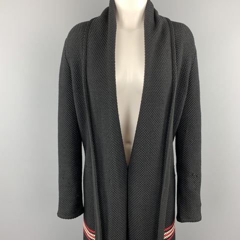 ST. JOHN Size S Black Knit Red Striped Cardigan Coat