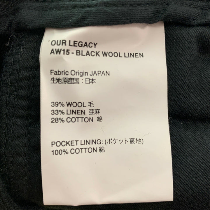 OUR LEGACY Size 38 Black Wool Blend Single Breasted Suit