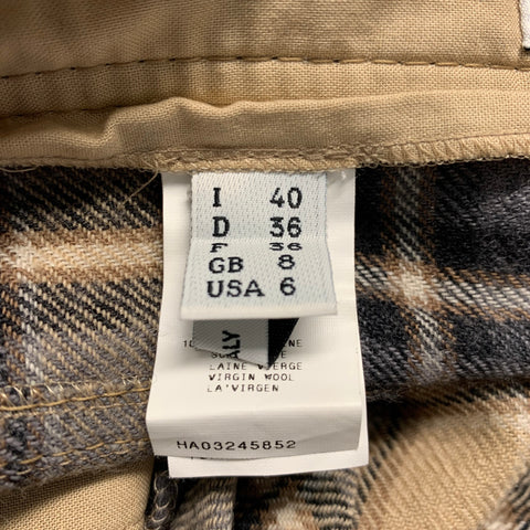 MOSCHINO Talla 6 Pantalones casuales cargo a cuadros de lana virgen gris beige