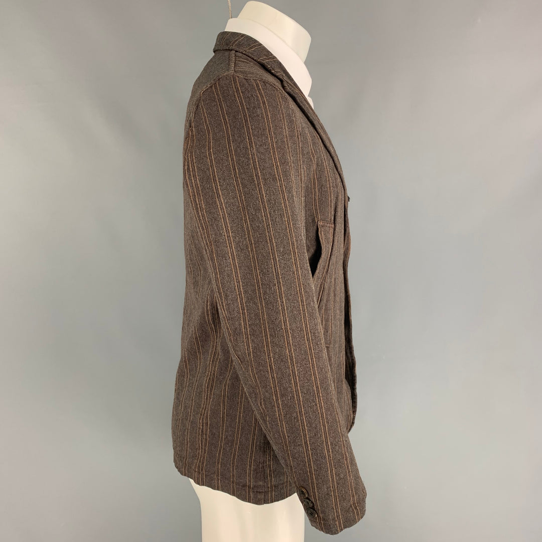 COMME des GARCONS Size S Brown Stripe Cotton Polyester Sport Coat