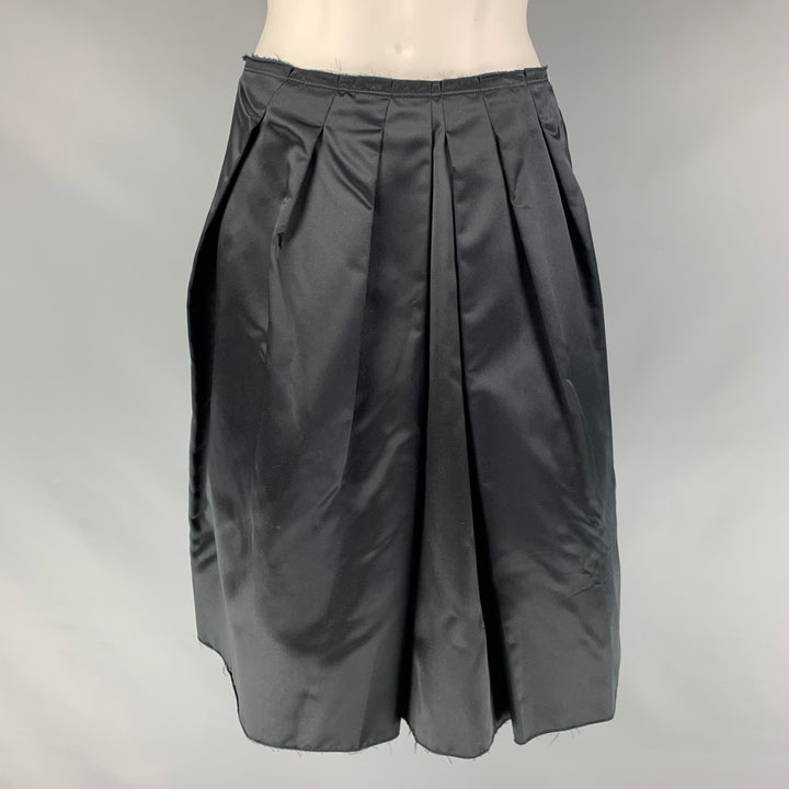 PRADA Talla 4 Falda circular plisada de seda negra