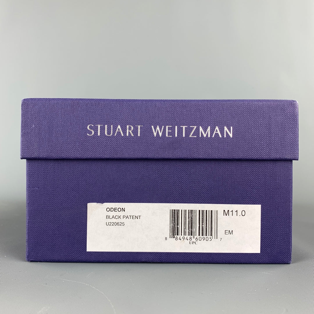 STUART WEITZMAN Size 11 Black Patent Leather Silver Buckle Flats