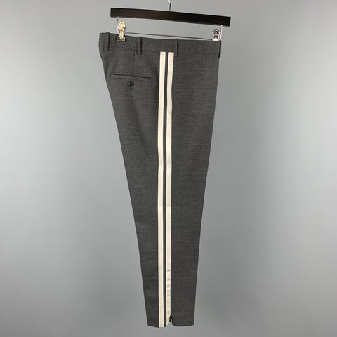 NEIL BARRETT Size 36 Dark Gray Solid Wool Blend Tuxedo Dress Pants