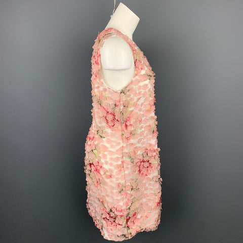 karl lagerfeld pink floral dress Karl Lagerfeld Paris Floral High-Low Dress With Flutter Sleeves In Pink Sherbet Combo - 72% Off