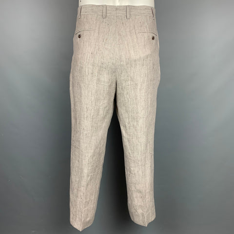 SUIT SUPPLY Size 44 Oatmeal Textured Linen Notch Lapel Suit