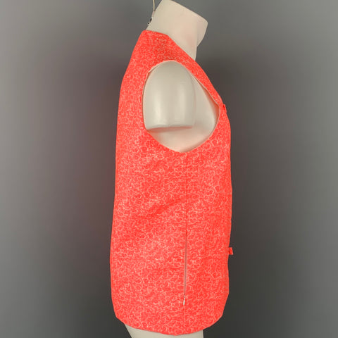 JIL SANDER Chaleco con broches de presión en mezcla de algodón jacquard rosa y blanco Talla 36