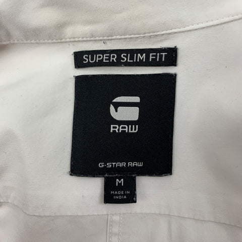 G-STAR RAW Size M White Cotton Super Slim Fit Long Sleeve Shirt