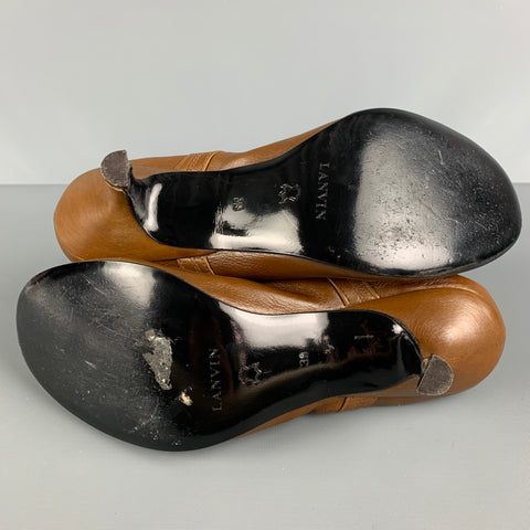 LANVIN Talla 9 Zapatos Mary Jane de cuero marrón