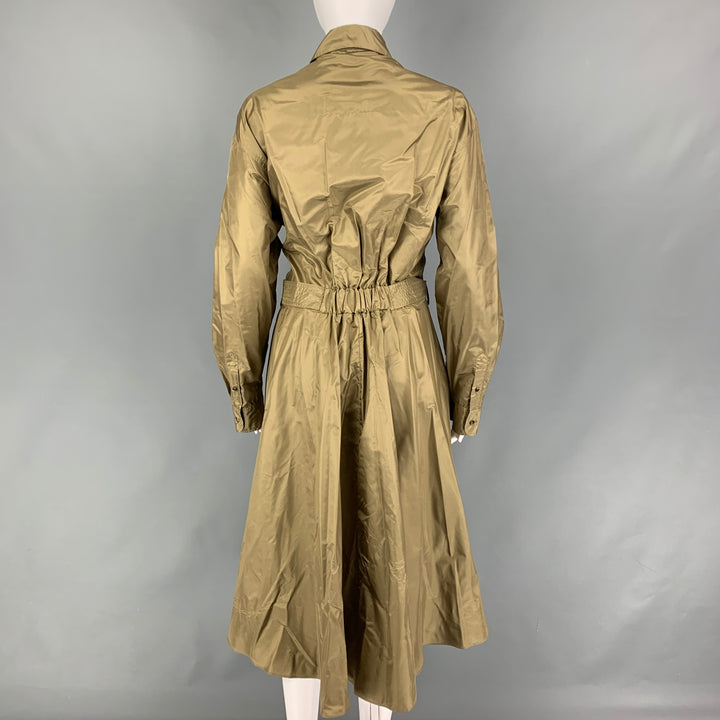 RALPH LAUREN Purple Label Size 12 Olive Silk Belted A-Line Dress