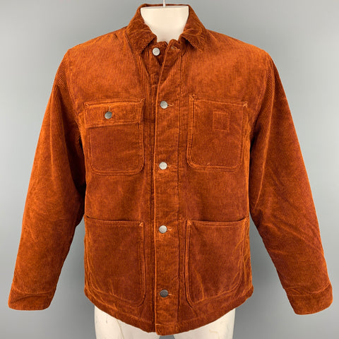 CARHARTT Work In Progress Size L Brown Corduroy Patch Pockets Coat