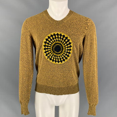 BURBERRY PRORSUM Spring 2012 Size M Mustard Yellow Embroidery Crochet Pullover Sweater