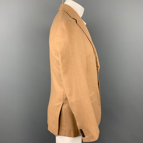 ISAIA Size 40 Regular Camel Herringbone Baby Camel Notch Lapel Sport Coat