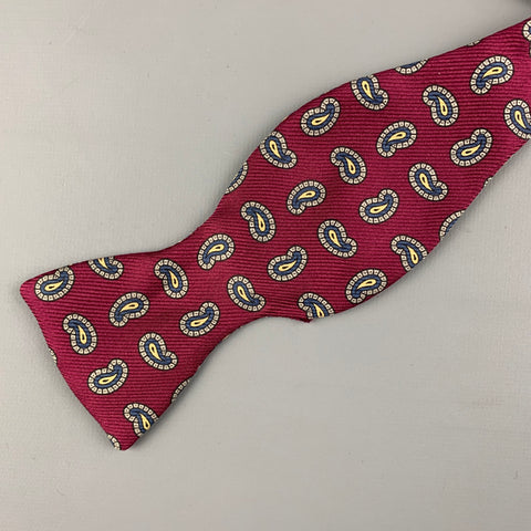 ROBERT TALBOTT Burgundy Grey Paisley Silk Adjustable Bow Tie
