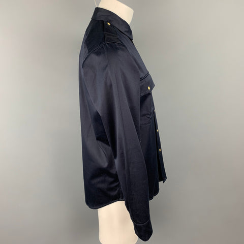 PAUL SMITH Red Ear Size M Navy Cotton Shirt Jacket Long Sleeve Shirt