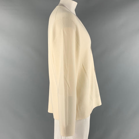 THEORY Size XXL Cream Taupe Merino Wool Blend V-Neck Cardigan
