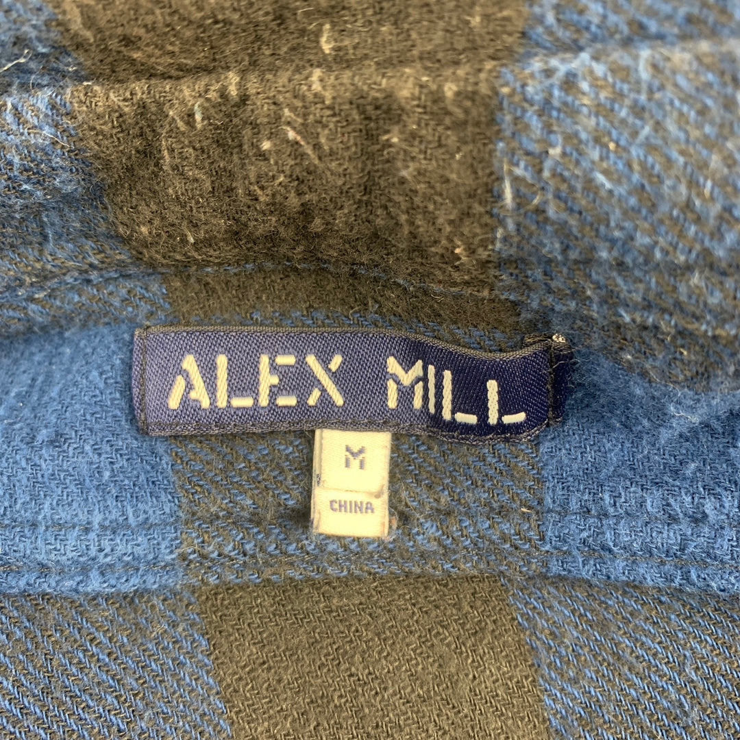 ALEX MILL Taille M Chemise à manches longues boutonnée en coton à carreaux bleu et noir