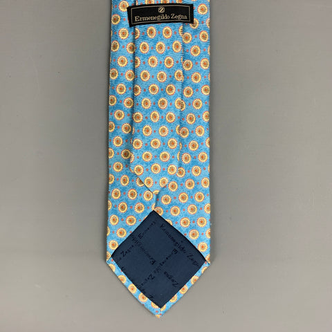 ERMENEGILDO ZEGNA Cravate En Soie Bleu Jaune Pois