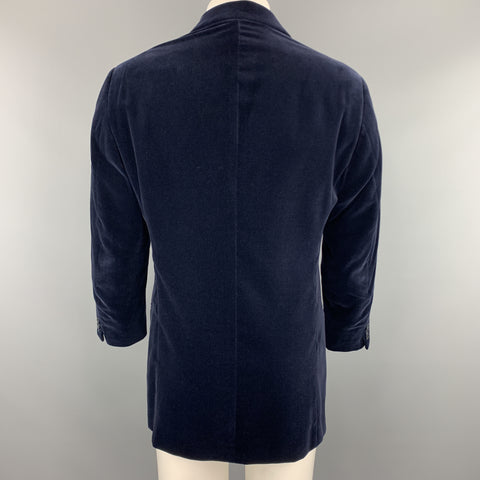 ARMANI COLLEZIONI Size 40 Navy Velvet Notch Lapel Sport Coat