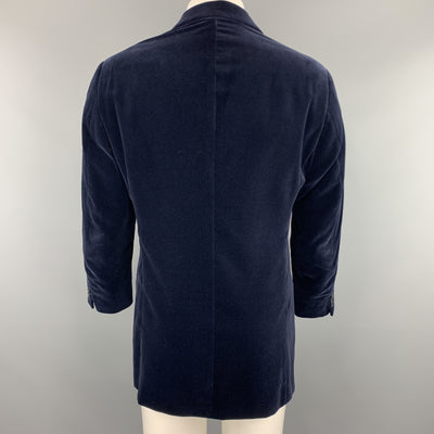 ARMANI COLLEZIONI Size 40 Navy Velvet Notch Lapel Sport Coat