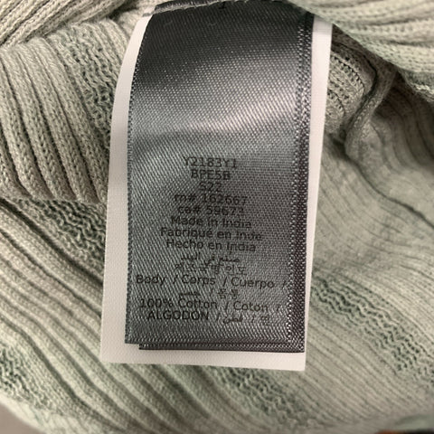 JOHN VARVATOS Size L Green Ribbed Cotton Henley Pullover