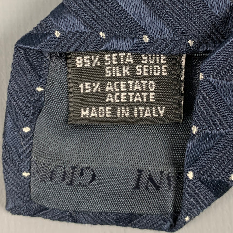 GIORGIO ARMANI Navy White Dots Silk Blend Jacquard Tie