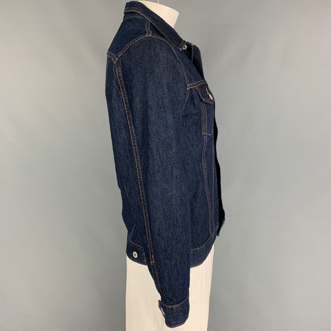 STUSSY Size L Indigo Contrast Stitch Cotton Trucker Jacket
