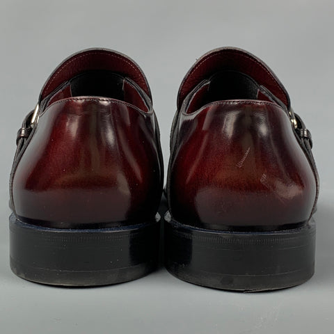 LOUIS VUITTON Size 11.5 Burgundy Antique Leather Monk Strap Loafers