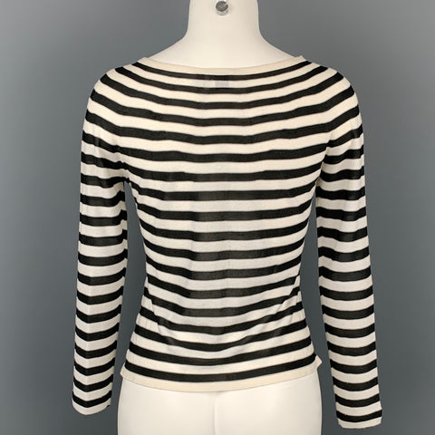 ARMANI COLLEZIONI Taille 2 Pull à col bateau à rayures noires et blanches