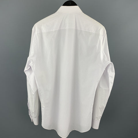 PRADA Size M Lavender Stripe Cotton Button Up Long Sleeve Shirt