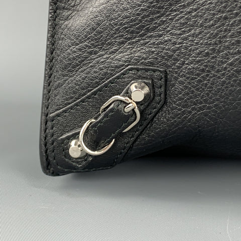BALENCIAGA Black Textured Leather Large CITY Tote Handbag
