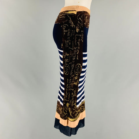 JEAN PAUL GAULTIER Size M Navy Multi-Color Nylon Graffiti Skirt