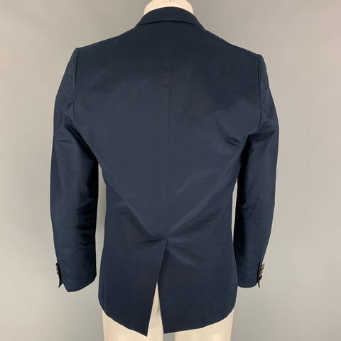 BEN SHERMAN Size 40 Navy Cotton Notch Lapel Sport Coat