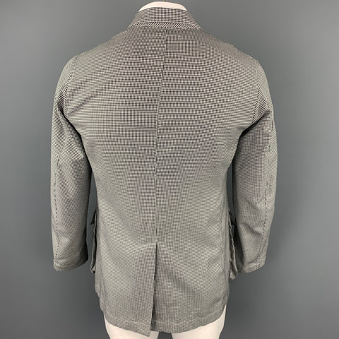 PRIVATE WHITE Size 42 Black & White Houndstooth Cotton Notch Lapel Sport Coat