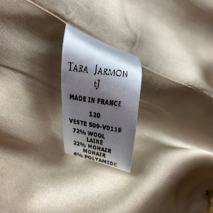 TARA JARMON Size 4 Beige & Cream Boucle Wool Blend Jacket