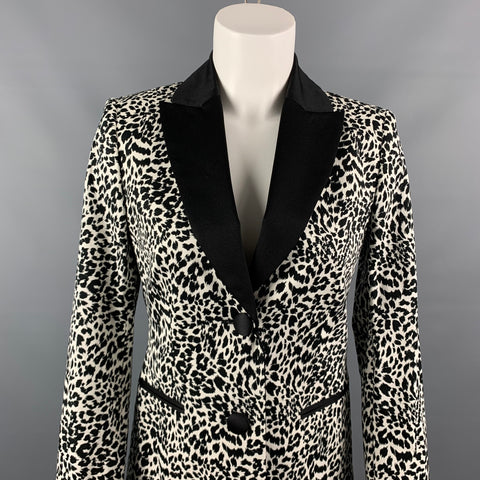 LOVE MOSCHINO Size 6 Black & White Print Cotton Jacket