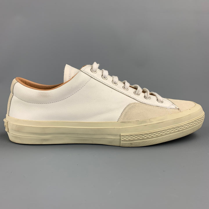 DRIES VAN NOTEN Size 10 White Mixed Materials Leather Lace Up Sneakers