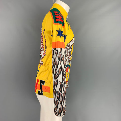 WALTER VAN BEIRENDONCK FW17 Size M Yellow Graphic Nylon Jersey Bike Top