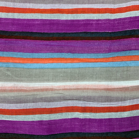 VINTAGE Grey & Purple Stripe Cotton Scarf