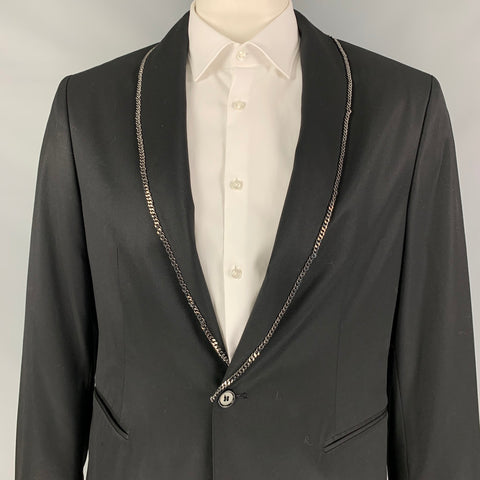 JOHN VARVATOS Taille 44 Manteau de sport à col châle en laine noire