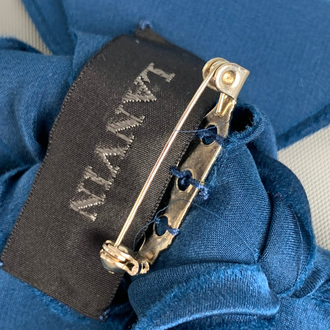 LANVIN Teal Fabric Flower Brooch