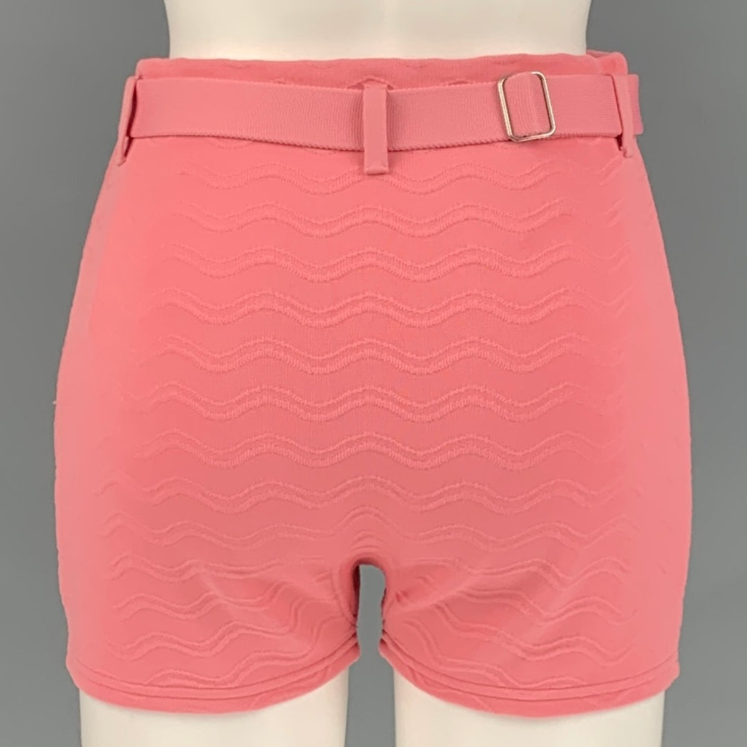 PRADA Size 0 Pink Polyester Textured Belted Shorts