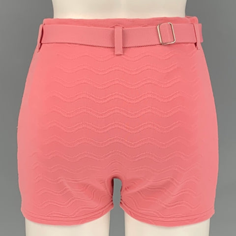 PRADA Short ceinturé texturé en polyester rose taille 0