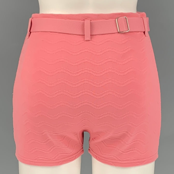 PRADA Size 0 Pink Polyester Textured Belted Shorts