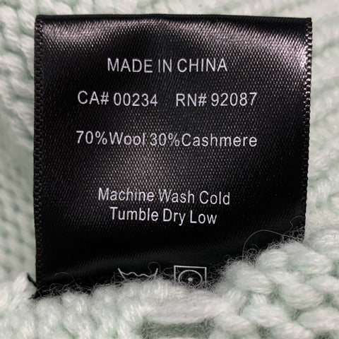 RHUDE Taille XS Bleu Aqua Cachemire Laine Brodée Col Roulé Haut Décontracté