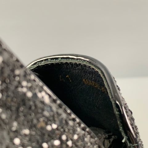 JIMMY CHOO Size 8 Black Glitter Leather Loafers