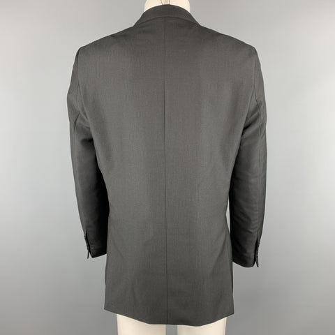 VERSACE COLLECTION Size 42 Grid Black on Black Notch Lapel Sport Coat